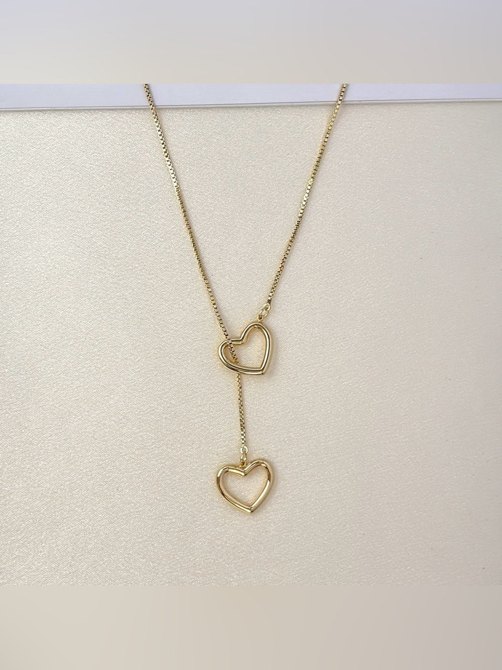 Double Love Heart Pendant Necklace for Women Hollow Design